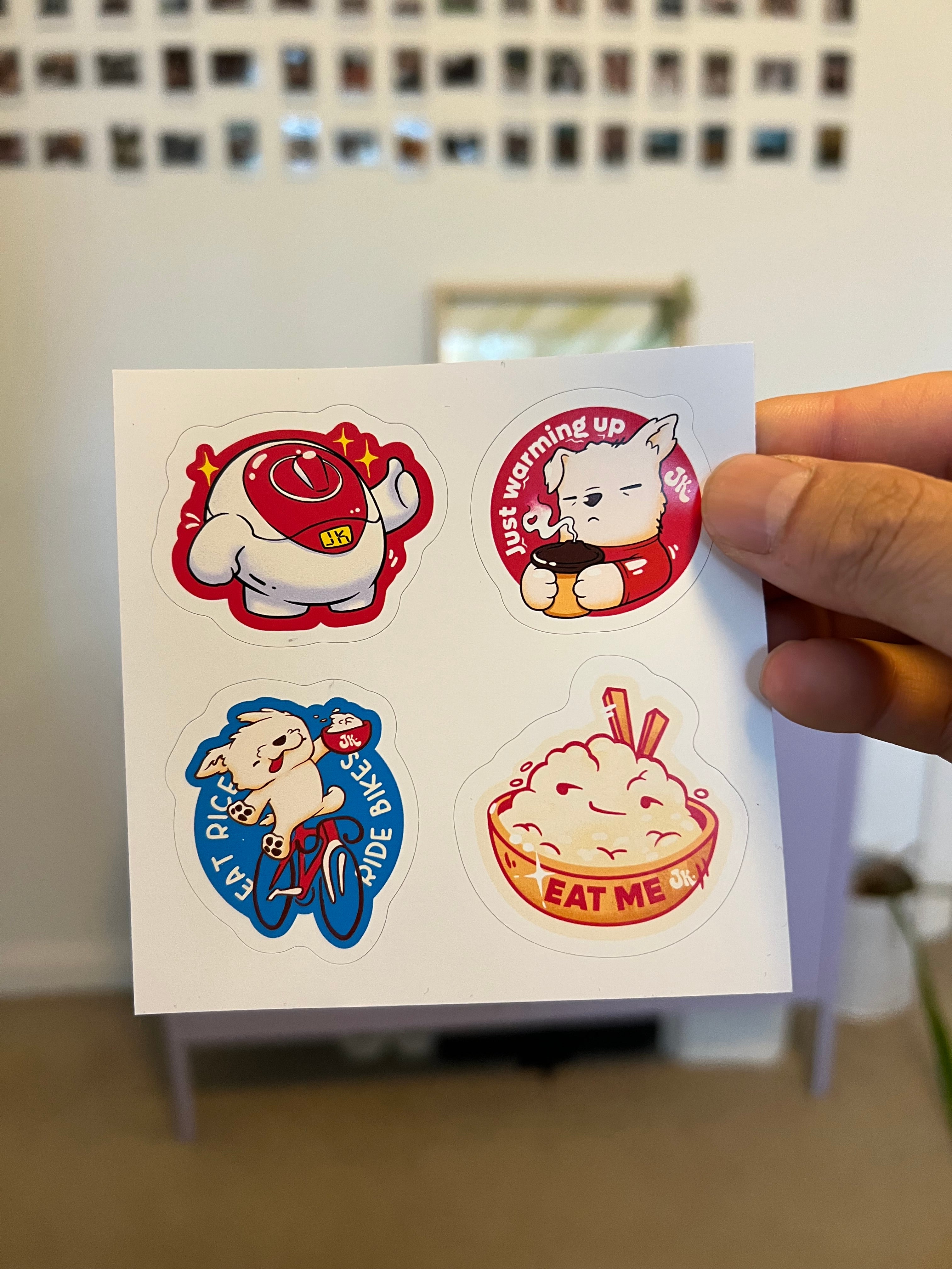 Eat Rice Ride Bikes Sticker Pack